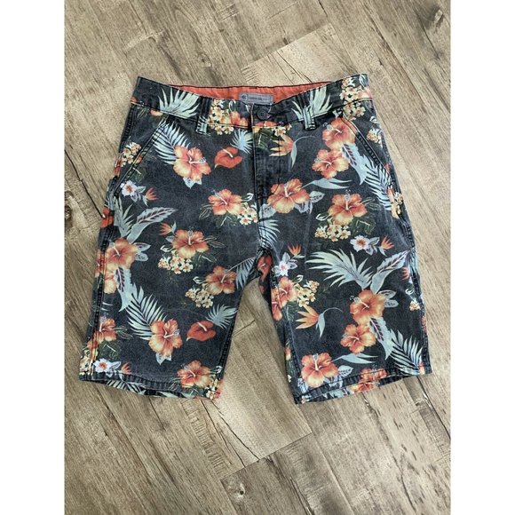 Charles and a Half Men's Shorts Orange Gray Floral - Picture 1 of 7